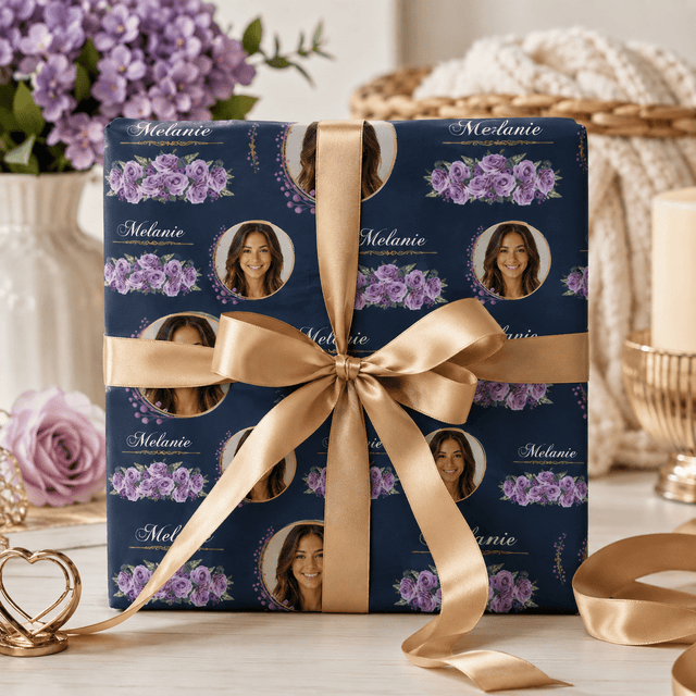 Personalized Flower Framed Wrapping Paper | Custom Gift Wrap - London Penny Gift Wrap