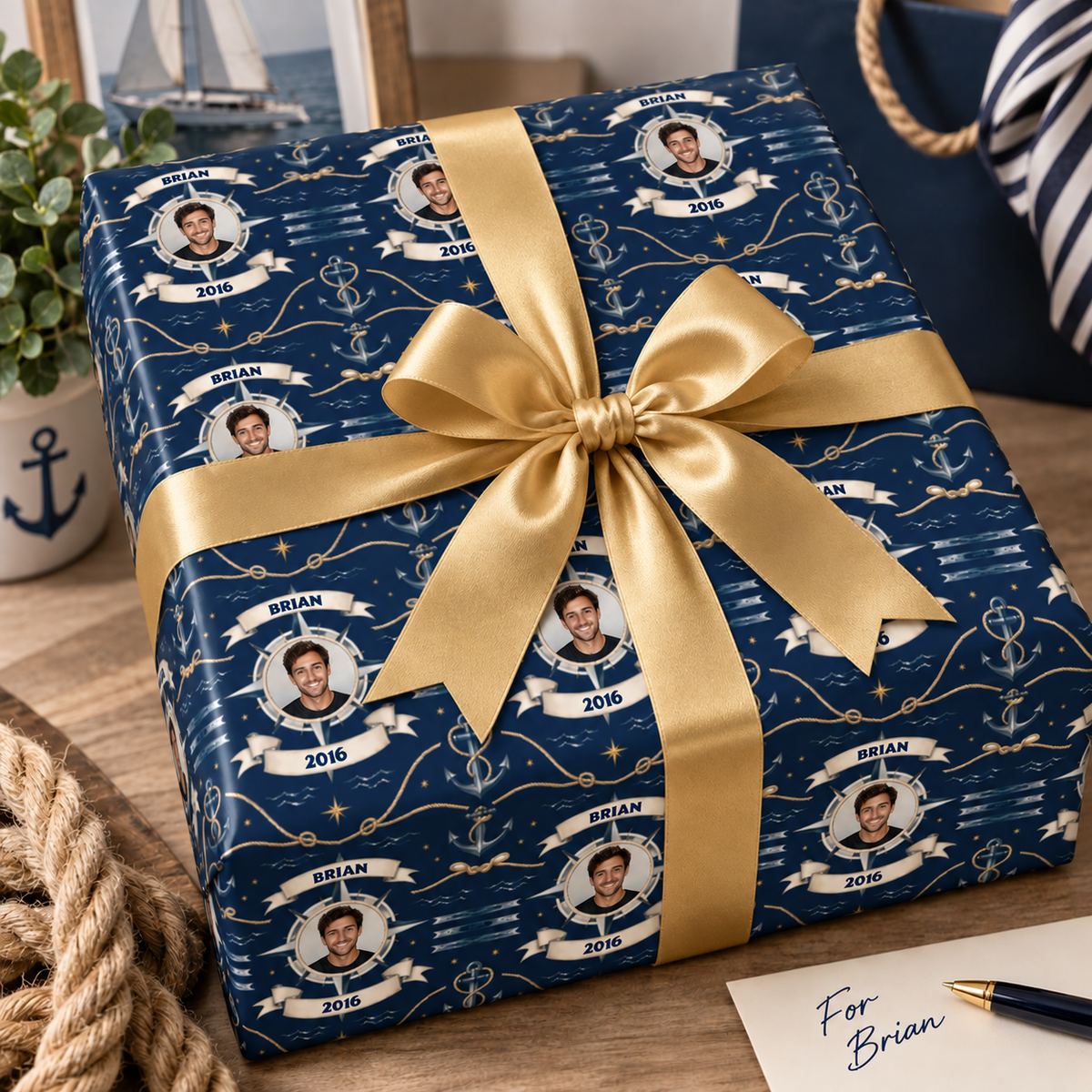 Personalized Compass & Family Legacy Wrapping Paper | Custom Gift Wrap