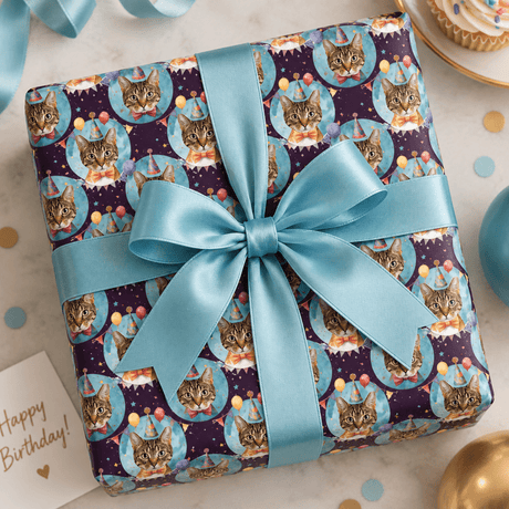 Personalized Birthday Hats Celebration Wrapping Paper | Custom Gift Wrap - London Penny Gift Wrap