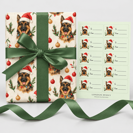 Shining Shepards Complete Gift Wrap Bundle | Wrap, Ribbon & Gift Tags - London Penny Gift Wrap