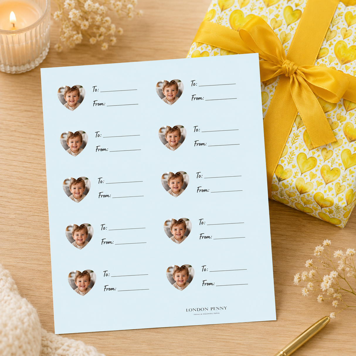 Personalized Picture Perfect Hearts Gift Tag Sticker Sheet