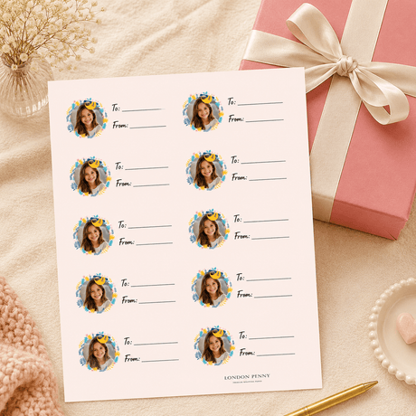 Personalized Sloth Celebration Gift Tag Sticker Sheet - London Penny Gift Wrap
