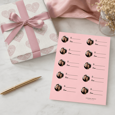 Personalized Simple Circle Gift Tag Sticker Sheet - London Penny Gift Wrap