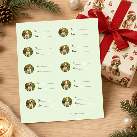 Personalized Simple Circle Gift Tag Sticker Sheet - London Penny Gift Wrap