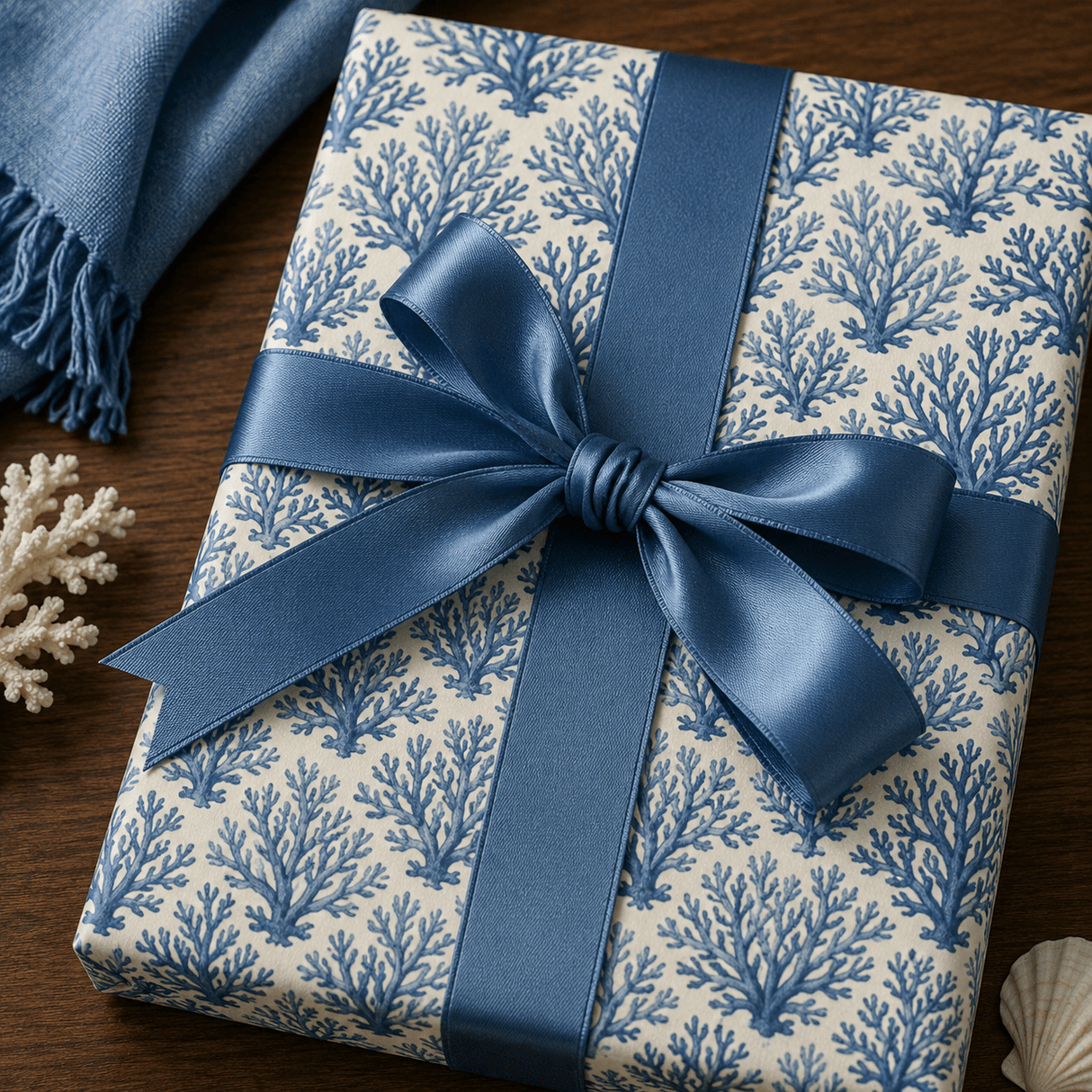 Blue Coral Dreams - London Penny Gift Wrap