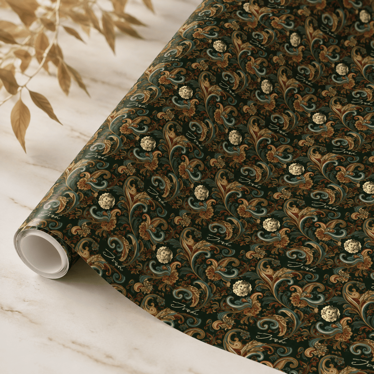 Personalized Midnight Baroque Wrapping Paper | Custom Gift Wrap - London Penny Gift Wrap