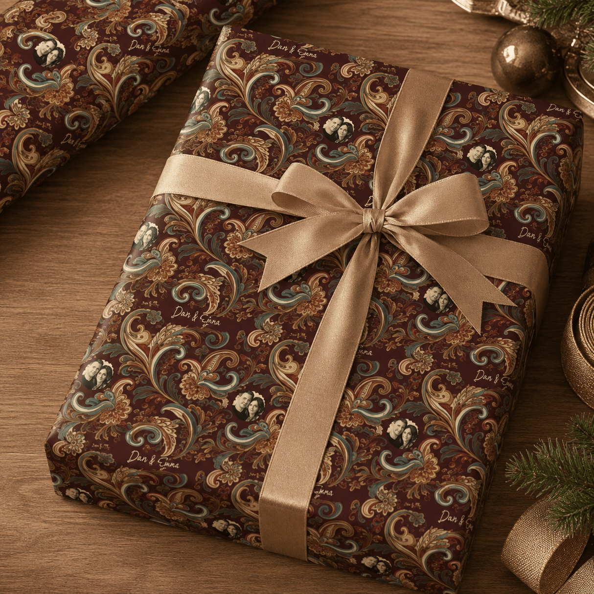 Personalized Midnight Baroque Wrapping Paper | Custom Gift Wrap - London Penny Gift Wrap
