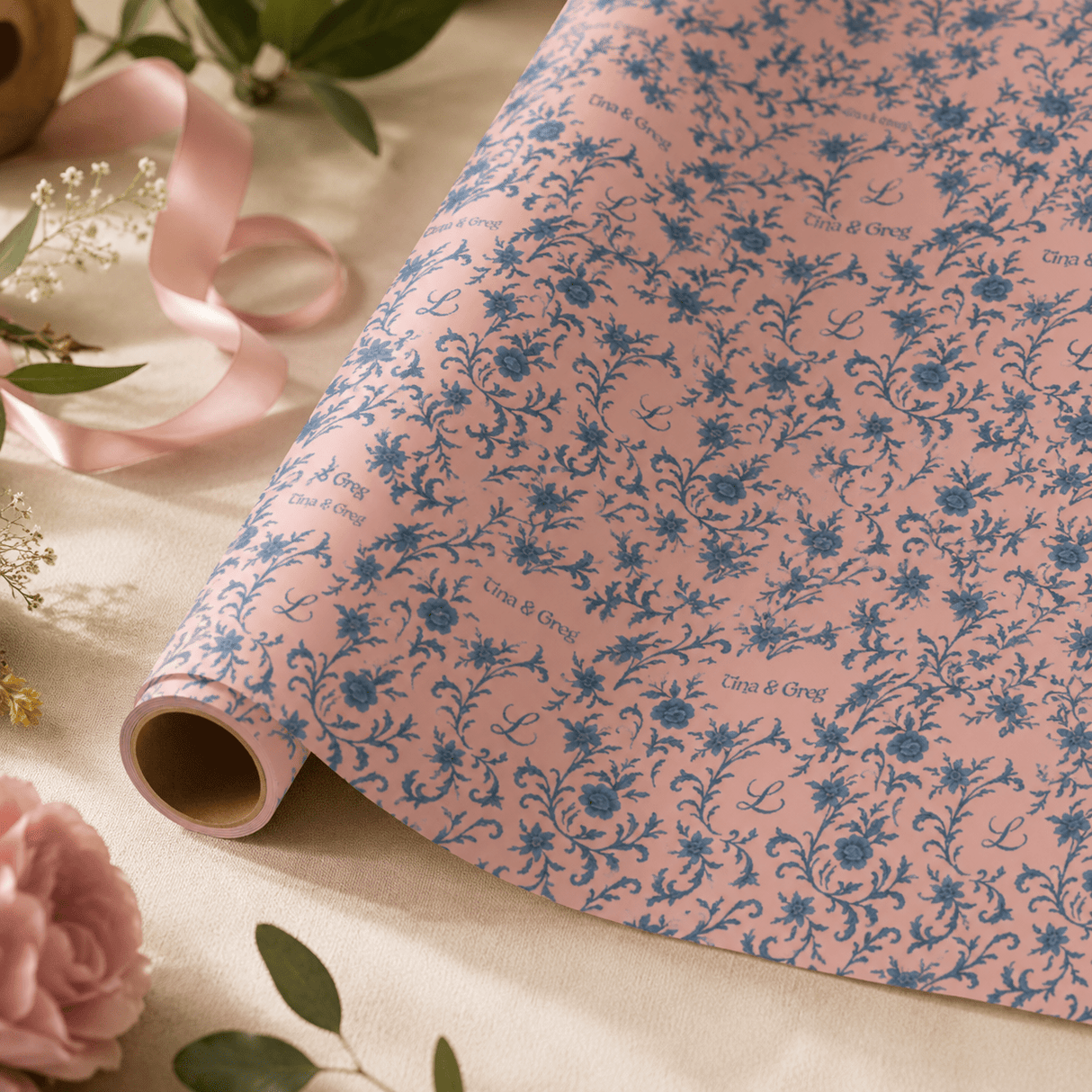 Personalized Porcelain Royale Wrapping Paper | Custom Gift Wrap - London Penny Gift Wrap