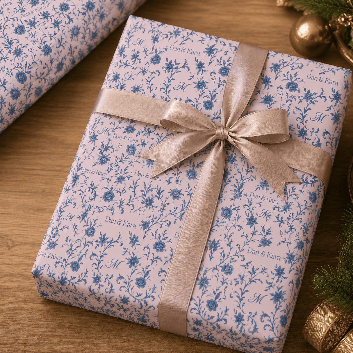 Personalized Porcelain Royale Wrapping Paper | Custom Gift Wrap - London Penny Gift Wrap