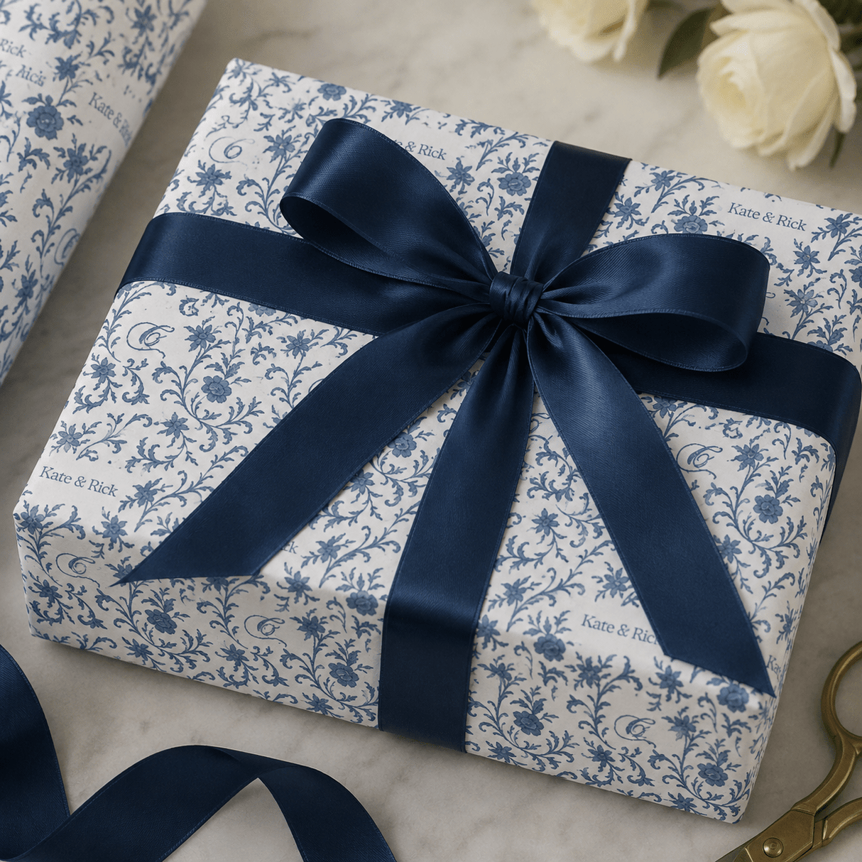 Personalized Porcelain Royale Wrapping Paper | Custom Gift Wrap - London Penny Gift Wrap