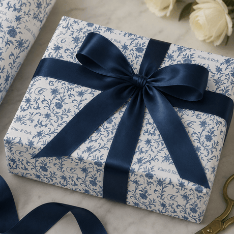 Personalized Porcelain Royale Wrapping Paper | Custom Gift Wrap - London Penny Gift Wrap