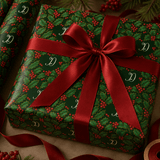 Personalized Victorian Holly Monogram Wrapping Paper | Custom Gift Wrap - London Penny Gift Wrap