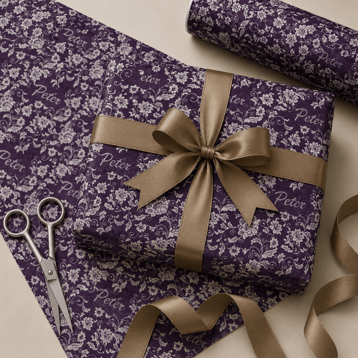 Personalized Ivory Lace Wrapping Paper | Custom Gift Wrap - London Penny Gift Wrap