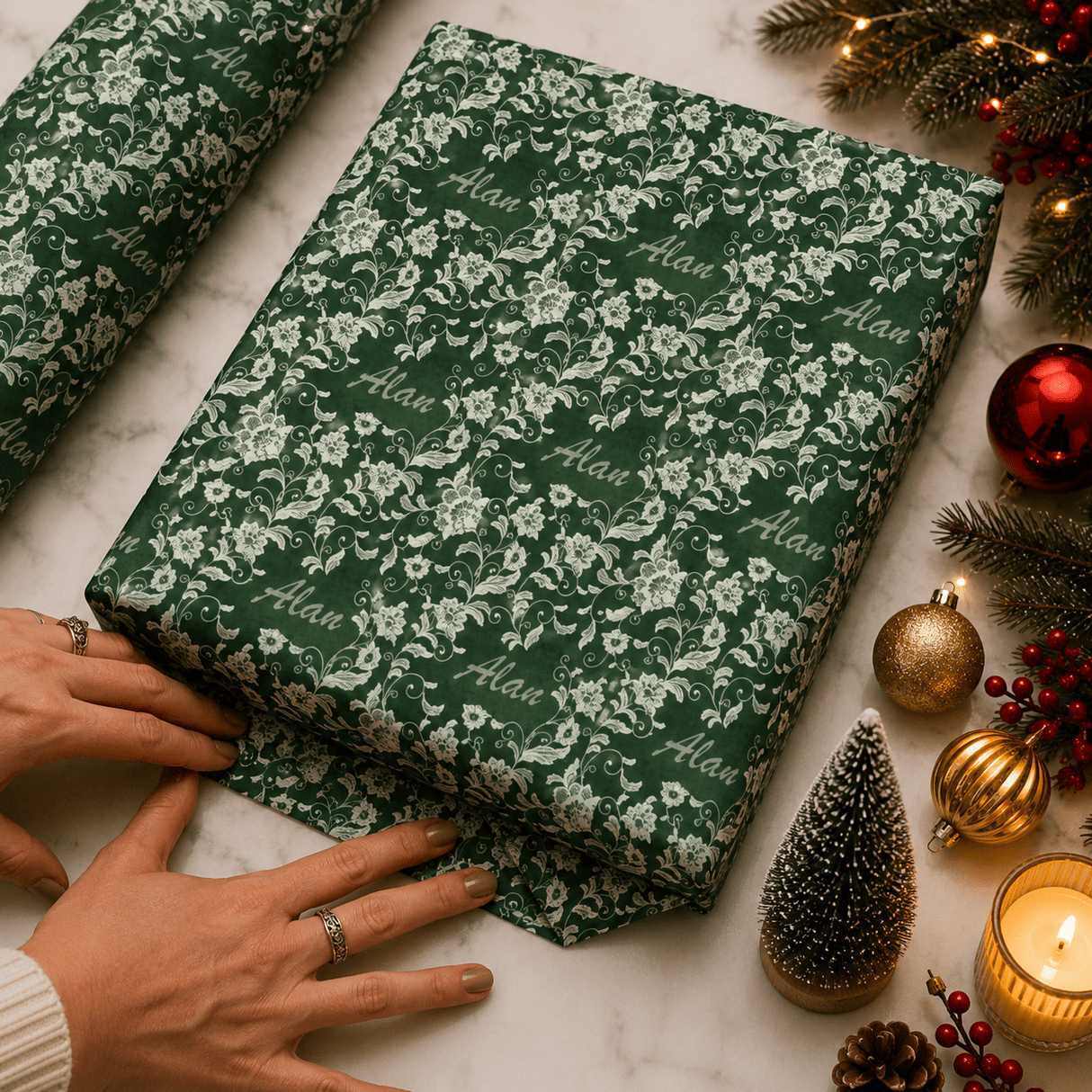 Personalized Ivory Lace Wrapping Paper | Custom Gift Wrap - London Penny Gift Wrap