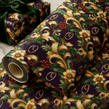 Personalized Baroque Evergreen Wrapping Paper | Custom Gift Wrap - London Penny Gift Wrap