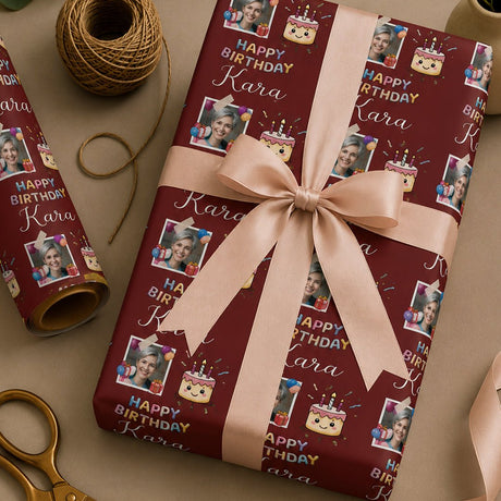 Personalized Birthday Cake Wrapping Paper | Custom Gift Wrap - London Penny Gift Wrap