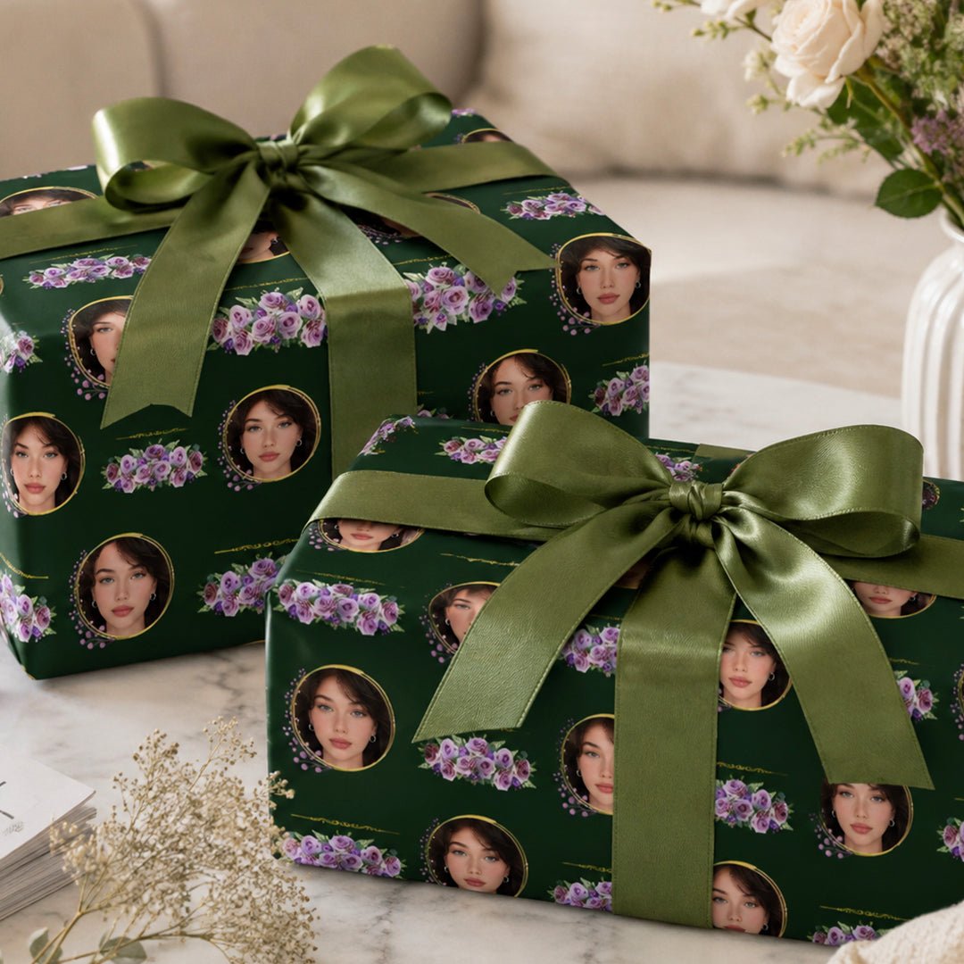 Personalized Flower Framed Wrapping Paper | Custom Gift Wrap - London Penny Gift Wrap