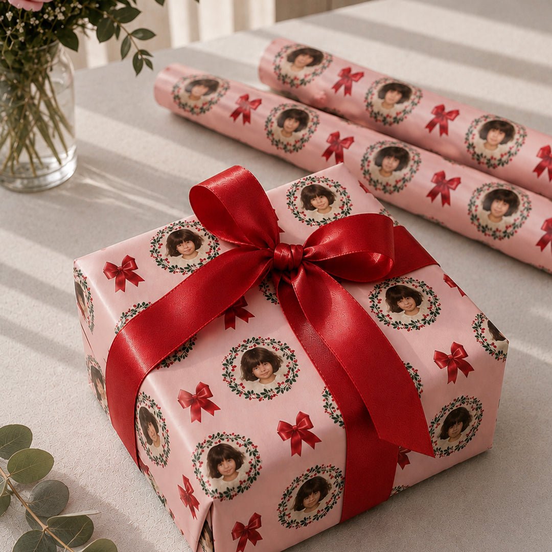 Personalized Holiday Wreath Wrapping Paper | Custom Gift Wrap - London Penny Gift Wrap