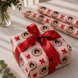 Personalized Holiday Wreath Wrapping Paper | Custom Gift Wrap - London Penny Gift Wrap