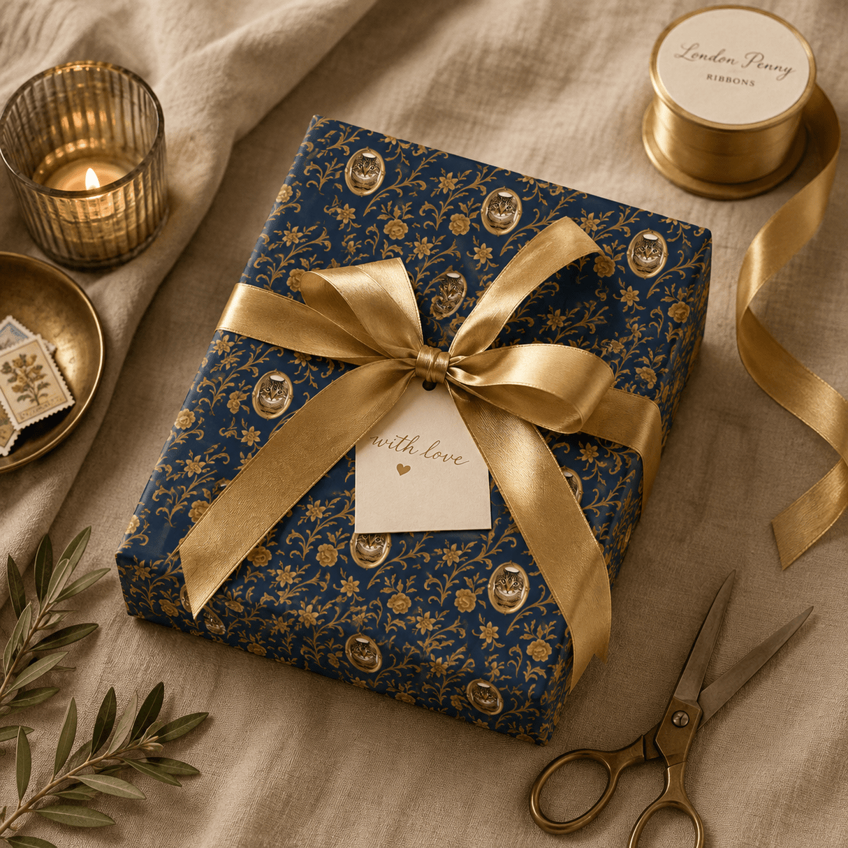 Personalized Gilded Baroque Wrapping Paper | Custom Gift Wrap - London Penny Gift Wrap