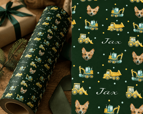 Personalized Under Construction Kid's Wrapping Paper | Custom Gift Wrap - London Penny Gift Wrap