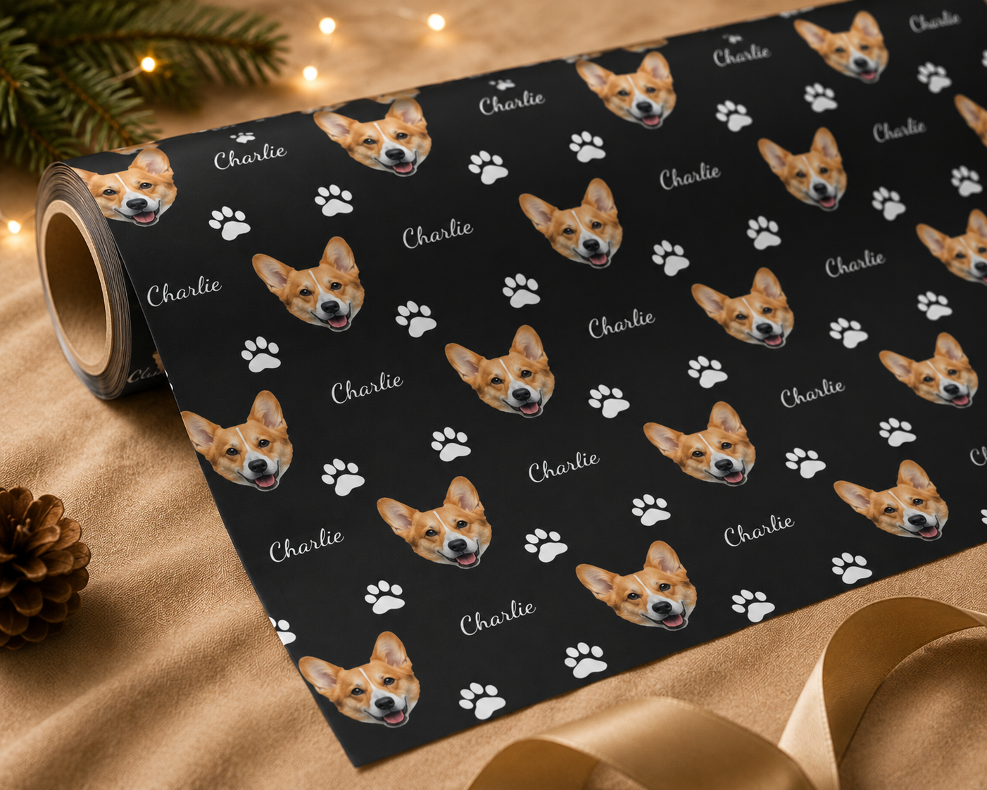 Personalized Dog Photo 6FT Wrapping Paper