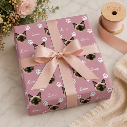 Personalized Cat Photo 6FT Wrapping Paper