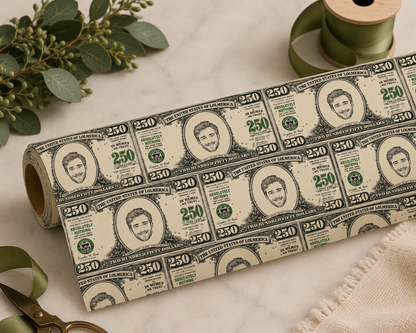 Personalized $250 Bill 6FT Wrapping Paper