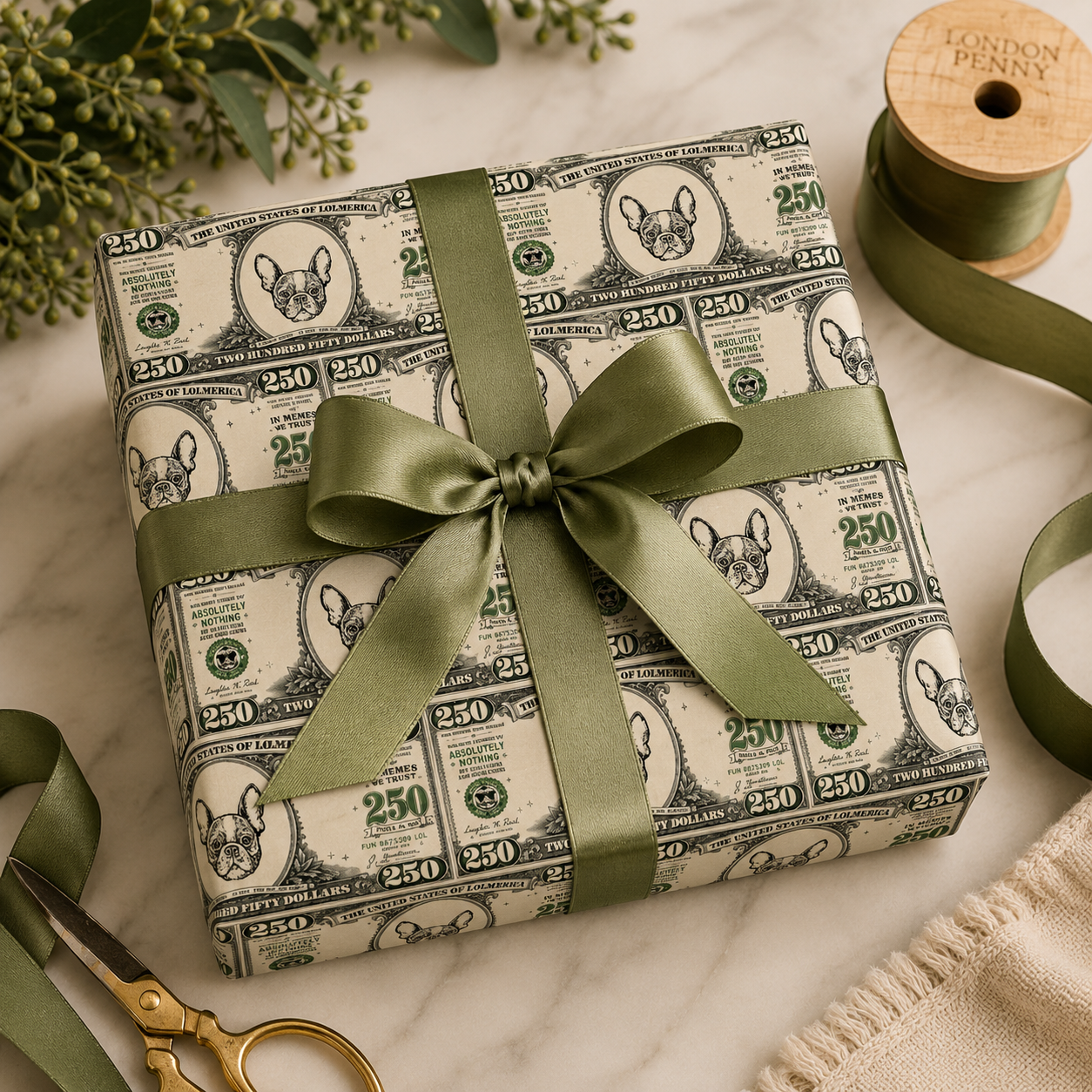 Personalized $250 Bill 6FT Wrapping Paper