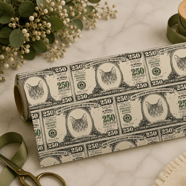 Personalized $250 Bill 6FT Wrapping Paper | Custom Gift Wrap - London Penny Gift Wrap