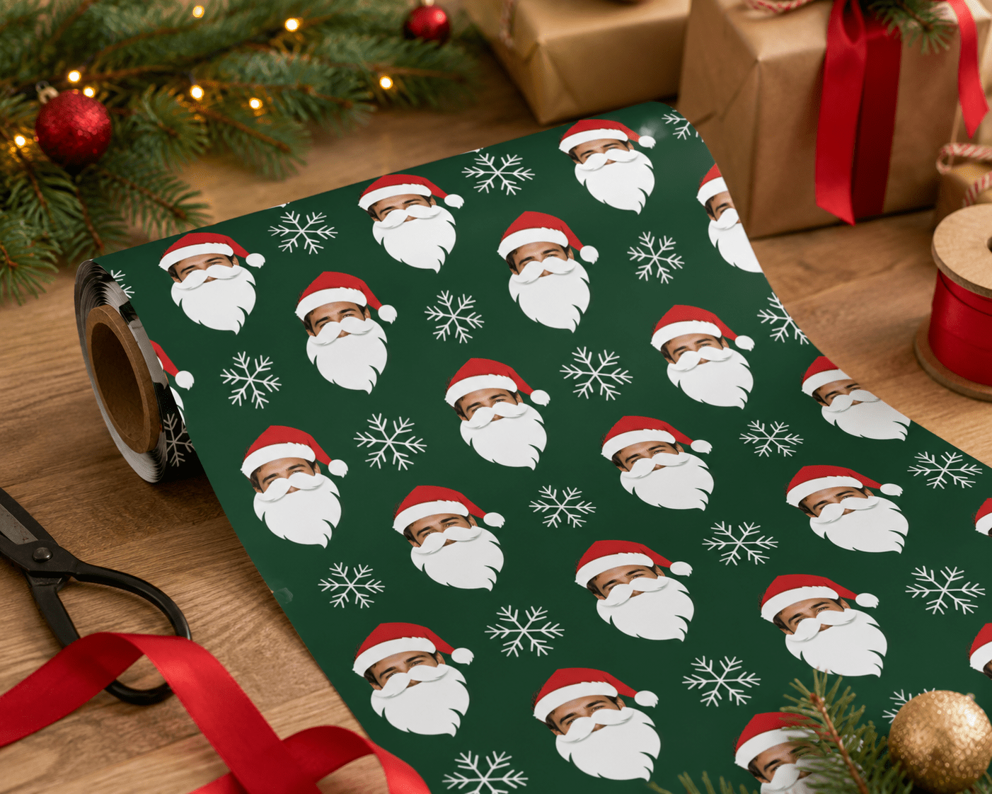 Personalized Santa 6FT Wrapping Paper - London Penny Gift Wrap