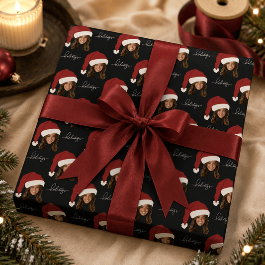 Personalized Santa Hat 6FT Wrapping Paper - London Penny Gift Wrap
