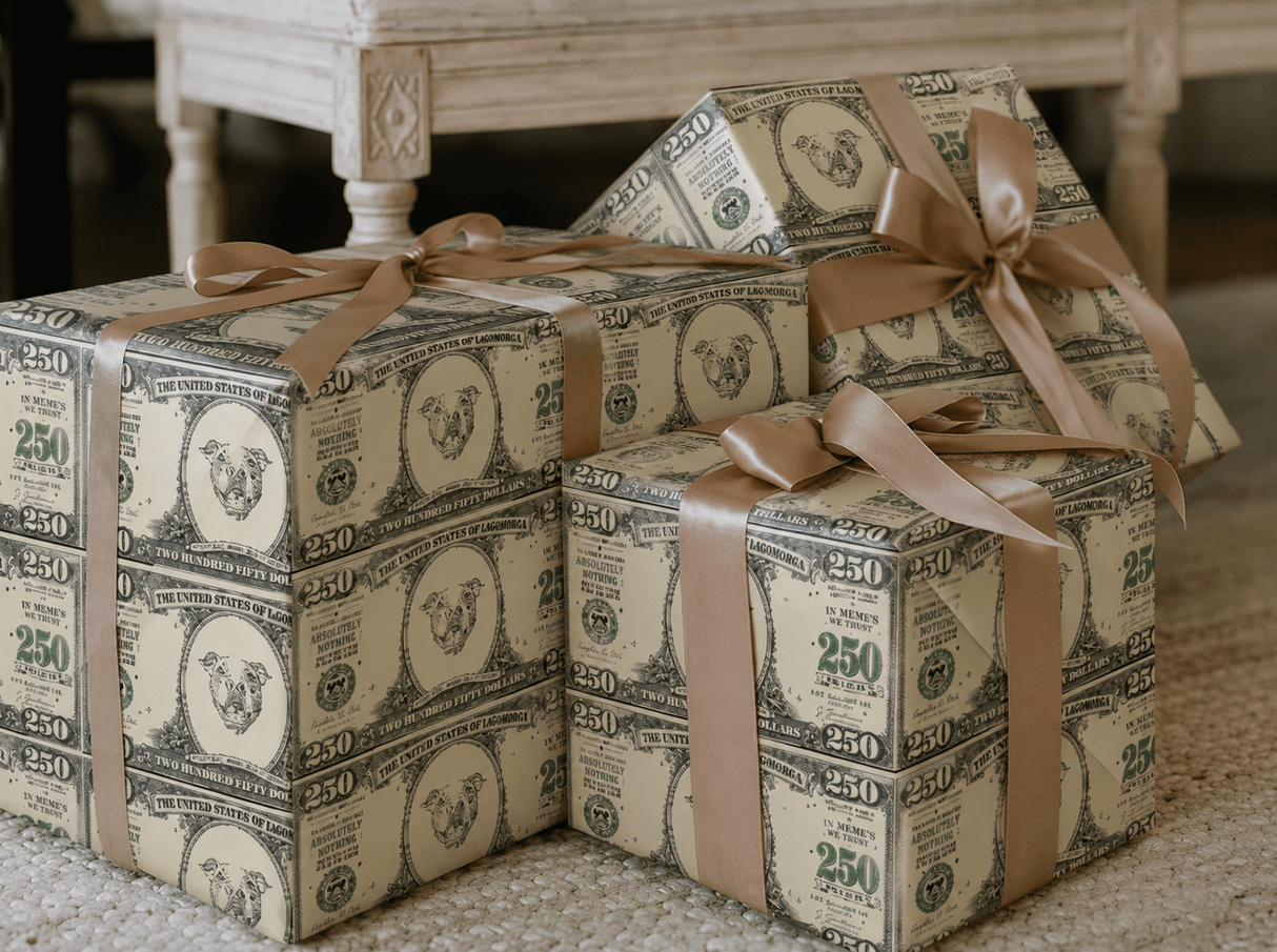 Personalized $250 Bill 6FT Wrapping Paper | Custom Gift Wrap - London Penny Gift Wrap