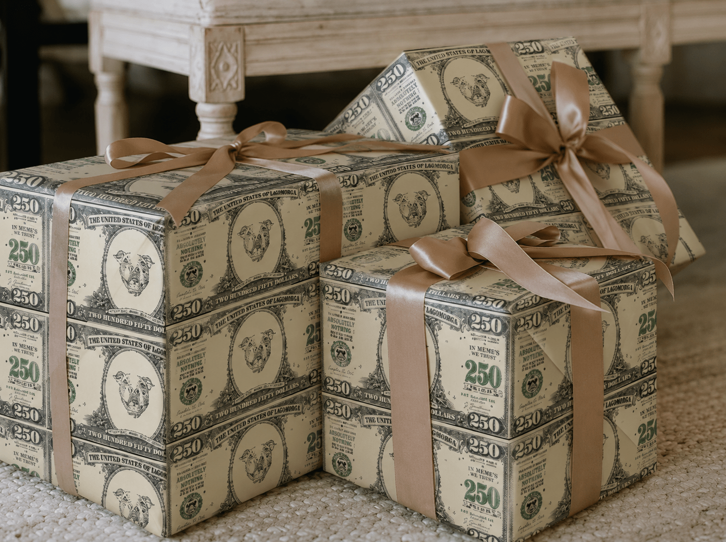 Personalized $250 Bill 6FT Wrapping Paper | Custom Gift Wrap - London Penny Gift Wrap