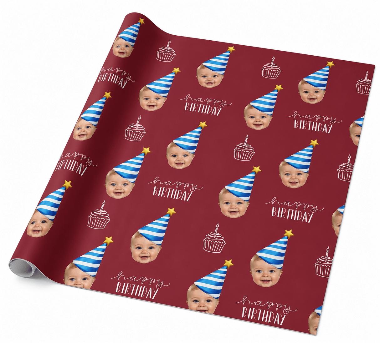 Personalized Birthday Hat 6FT Wrapping Paper | Custom Gift Wrap - London Penny Gift Wrap