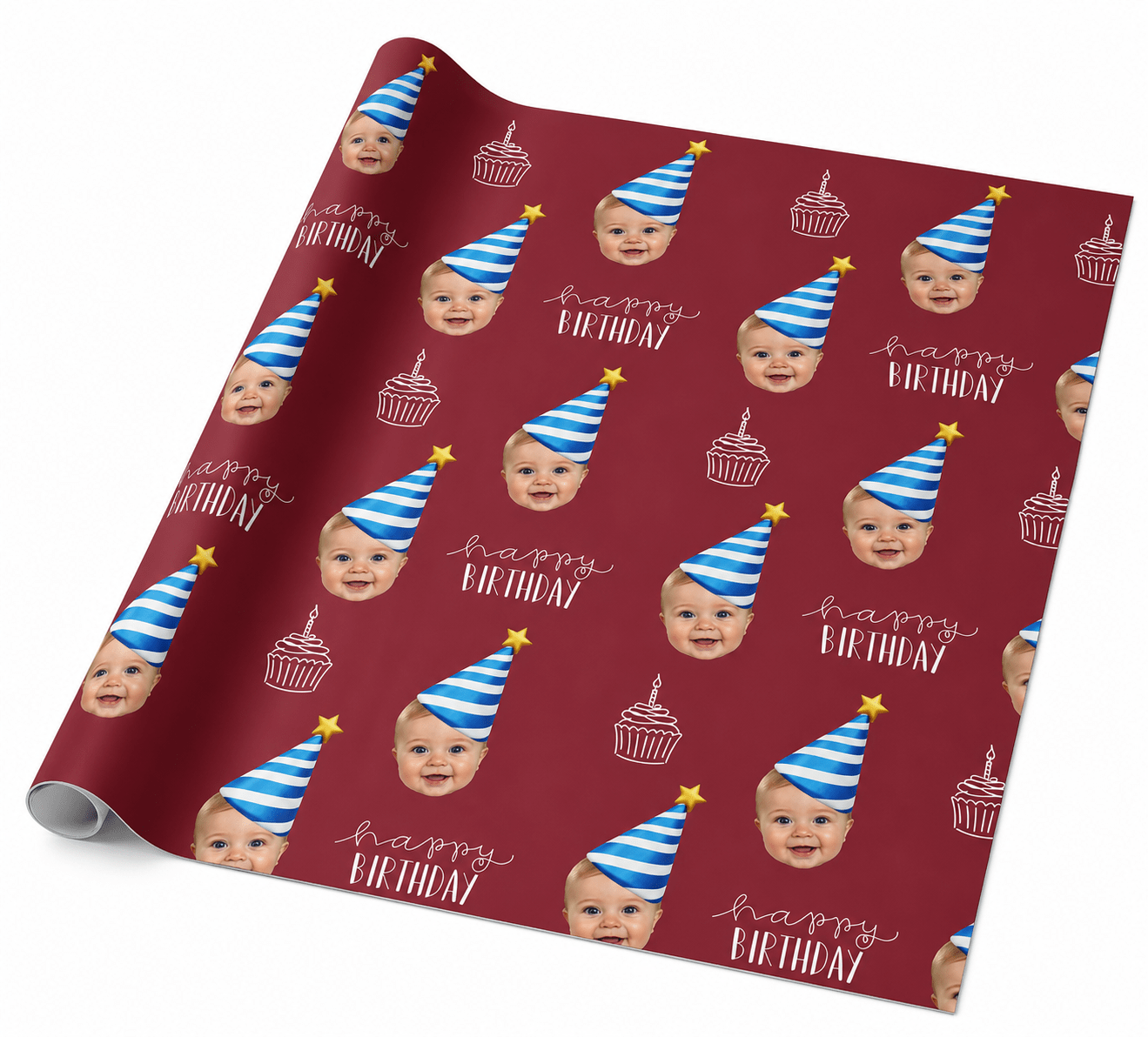 Personalized Birthday Hat 6FT Wrapping Paper | Custom Gift Wrap - London Penny Gift Wrap
