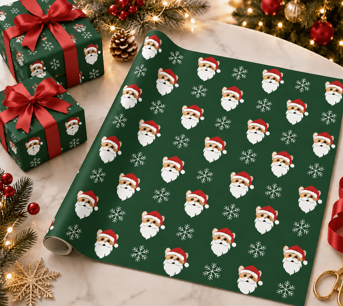 Personalized Santa 6FT Wrapping Paper | Custom Gift Wrap - London Penny Gift Wrap