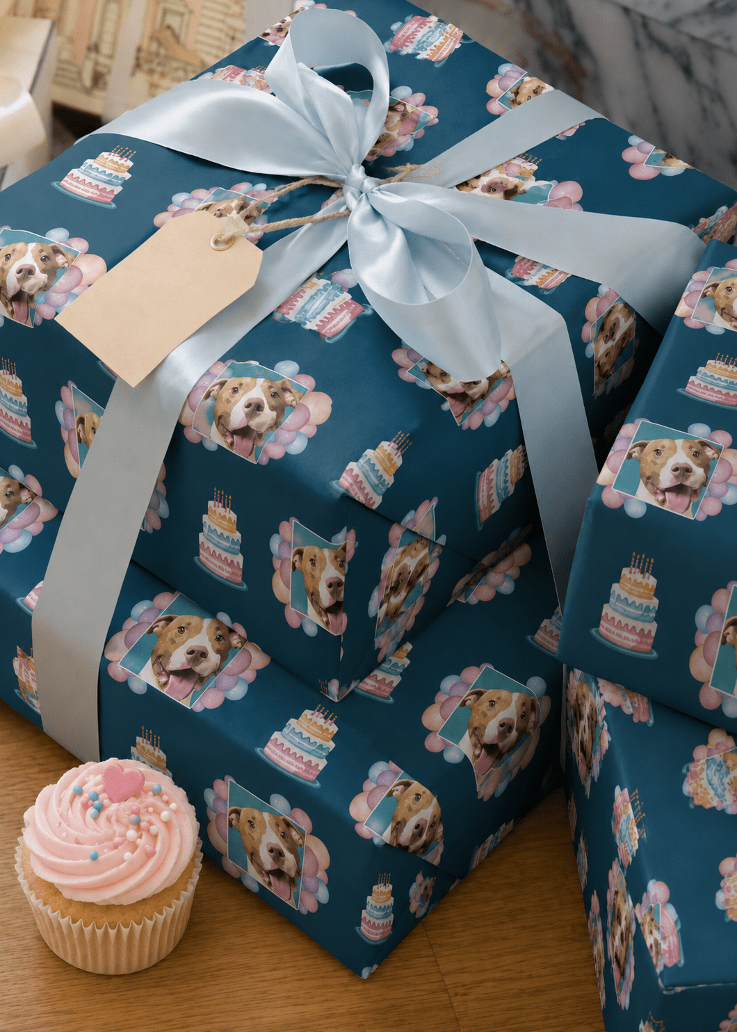 Personalized Birthday Cake 6FT Wrapping Paper | Custom Gift Wrap - London Penny Gift Wrap