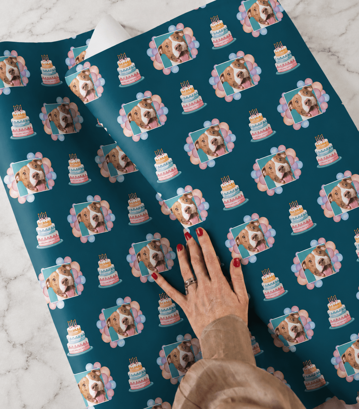 Personalized Birthday Cake 6FT Wrapping Paper | Custom Gift Wrap - London Penny Gift Wrap