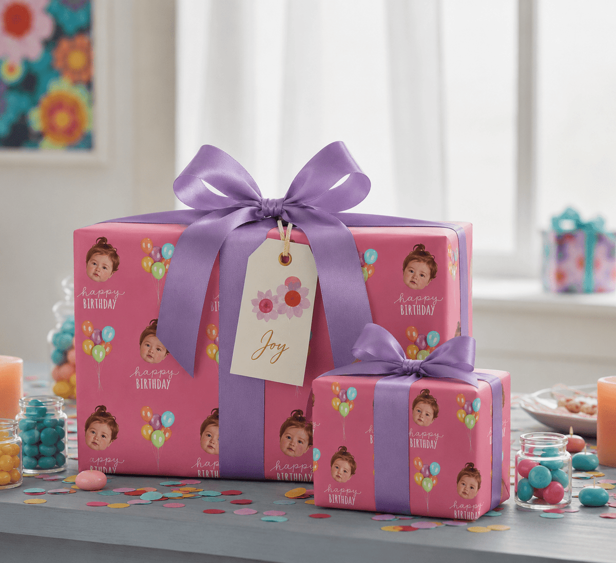 Personalized Birthday Balloons 6FT Wrapping Paper | Custom Gift Wrap - London Penny Gift Wrap