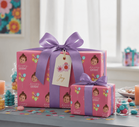 Personalized Birthday Balloons 6FT Wrapping Paper | Custom Gift Wrap - London Penny Gift Wrap