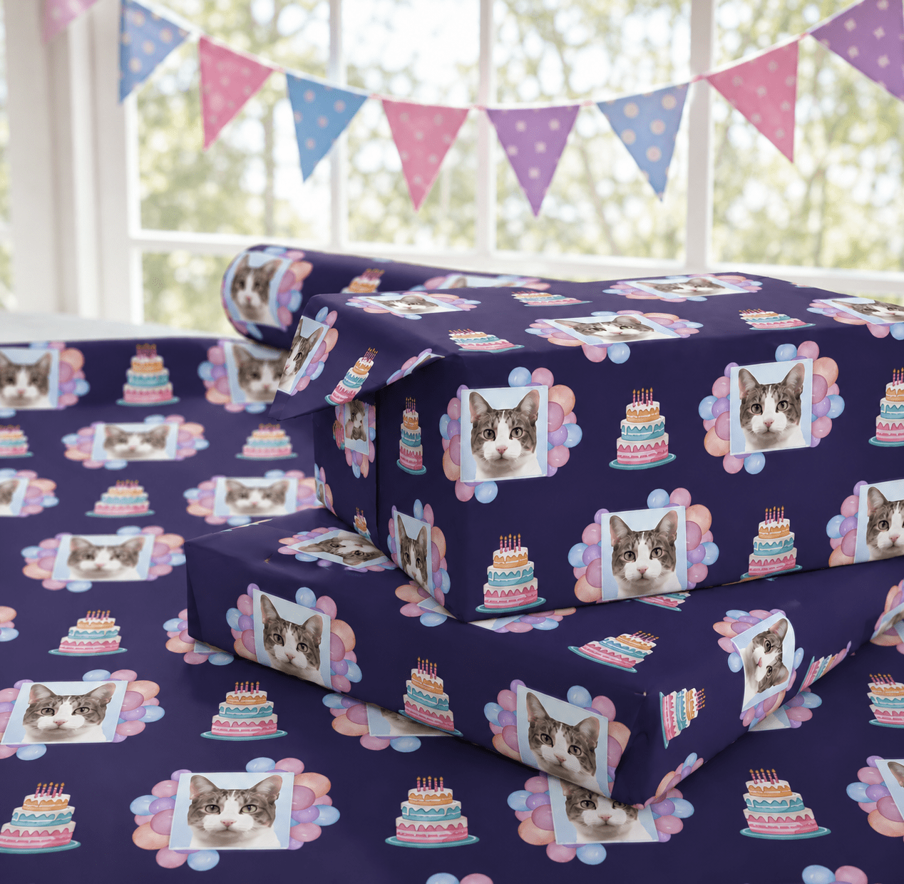 Personalized Birthday Cake 6FT Wrapping Paper | Custom Gift Wrap - London Penny Gift Wrap