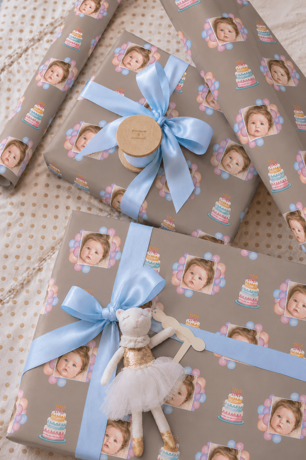 Personalized Birthday Cake 6FT Wrapping Paper | Custom Gift Wrap - London Penny Gift Wrap