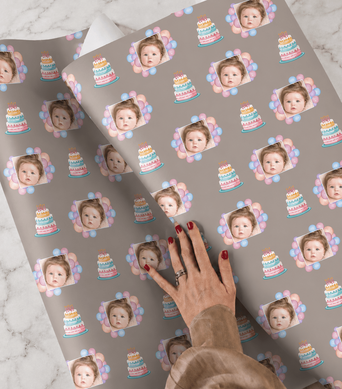 Personalized Birthday Cake 6FT Wrapping Paper | Custom Gift Wrap - London Penny Gift Wrap