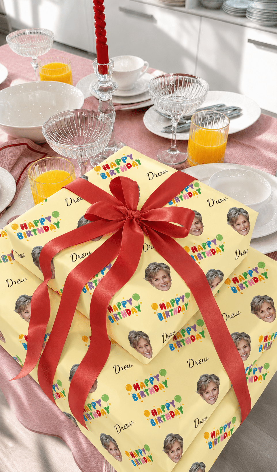Personalized Birthday Cake 6FT Wrapping Paper | Custom Gift Wrap - London Penny Gift Wrap