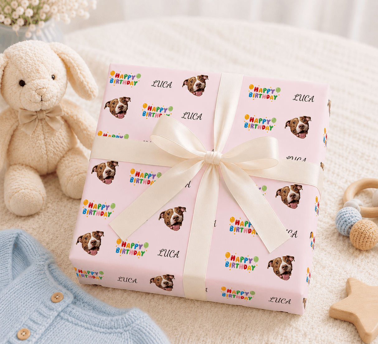 Personalized Birthday Cake 6FT Wrapping Paper | Custom Gift Wrap - London Penny Gift Wrap
