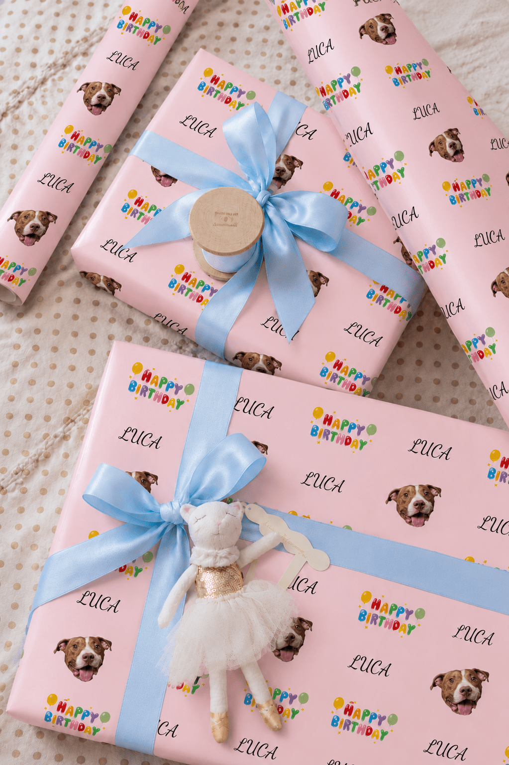 Personalized Birthday Cake 6FT Wrapping Paper | Custom Gift Wrap - London Penny Gift Wrap