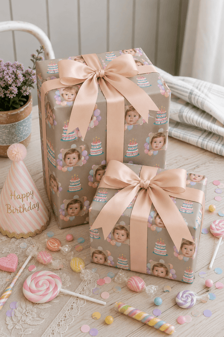 Personalized Birthday Cake 6FT Wrapping Paper | Custom Gift Wrap - London Penny Gift Wrap