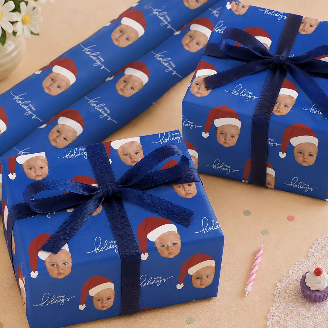 Personalized Santa Hat Wrapping Paper | Custom Gift Wrap - London Penny Gift Wrap