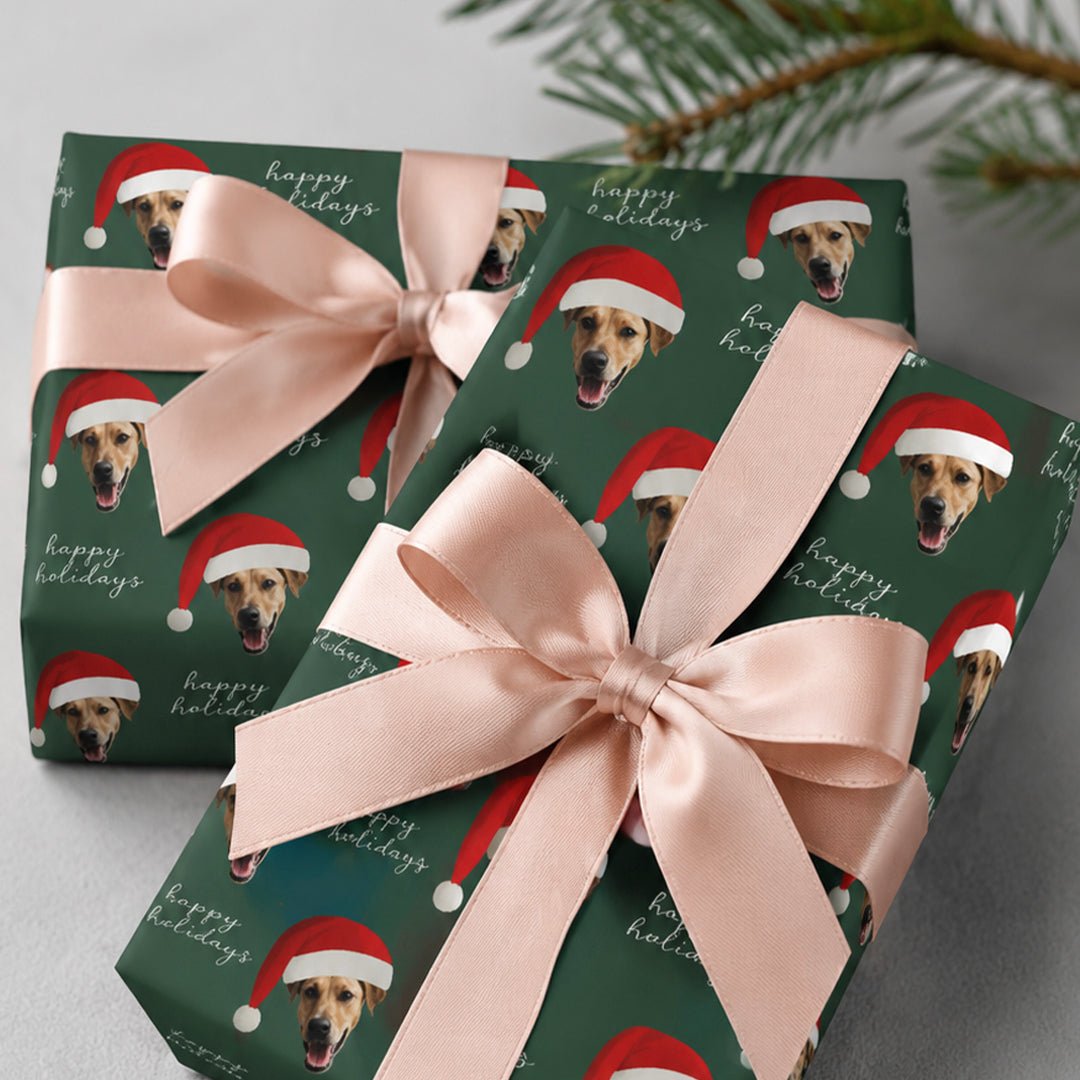 Personalized Santa Hat Wrapping Paper | Custom Gift Wrap - London Penny Gift Wrap